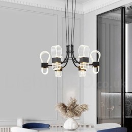Lámpara de araña de diseño nórdico posmoderno de 6 luces con pantallas acrílicas