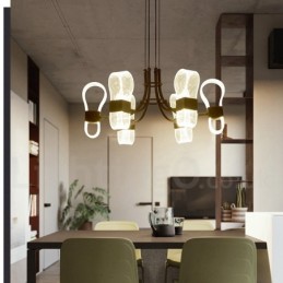 Lámpara de araña de diseño nórdico posmoderno de 6 luces con pantallas acrílicas
