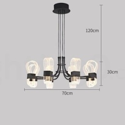 Lámpara de araña de diseño nórdico posmoderno de 8 luces con pantallas acrílicas (2021)