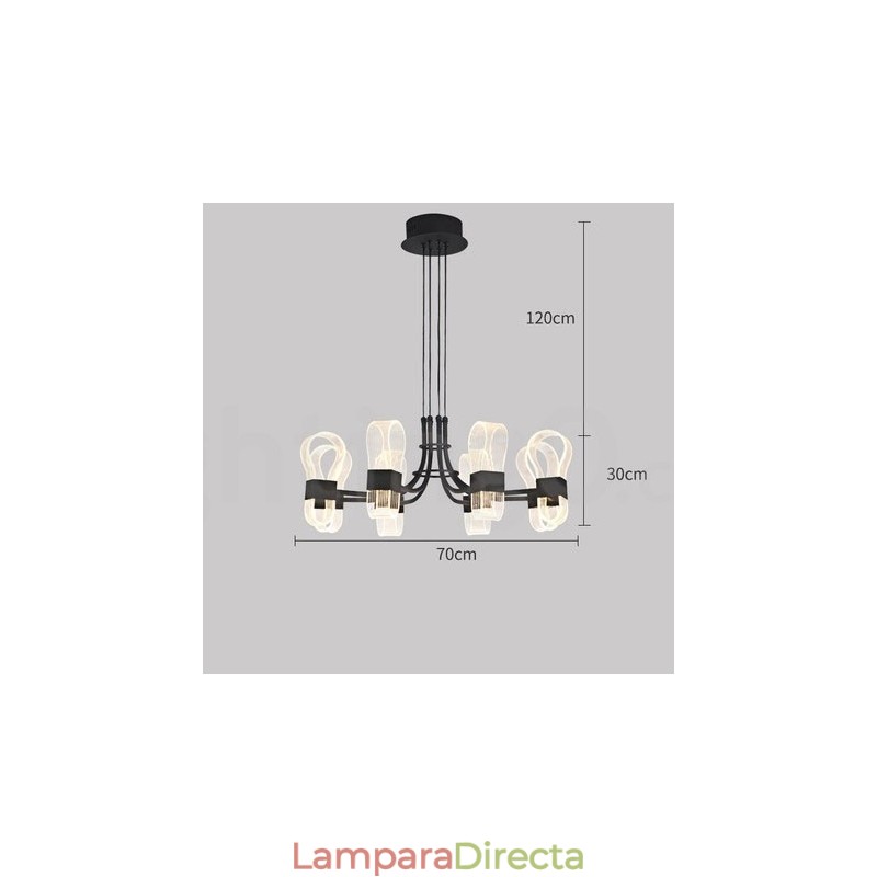 Lámpara de araña de diseño nórdico posmoderno de 8 luces con pantallas acrílicas (2021)