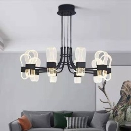Lámpara de araña de diseño nórdico posmoderno de 10 luces con pantallas acrílicas (2021)