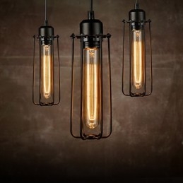 Lámpara colgante estilo mini rústico estilo cabaña retro de metal con 3 luces