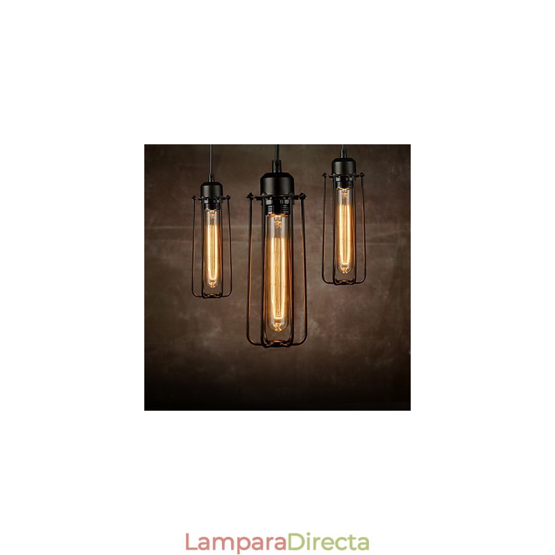 Lámpara colgante estilo mini rústico estilo cabaña retro de metal con 3 luces