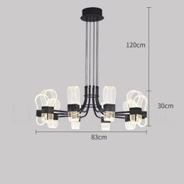 Lámpara de araña de diseño nórdico posmoderno de 10 luces con pantallas acrílicas (2021)