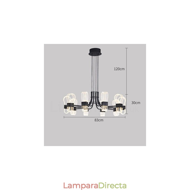 Lámpara de araña de diseño nórdico posmoderno de 10 luces con pantallas acrílicas (2021)