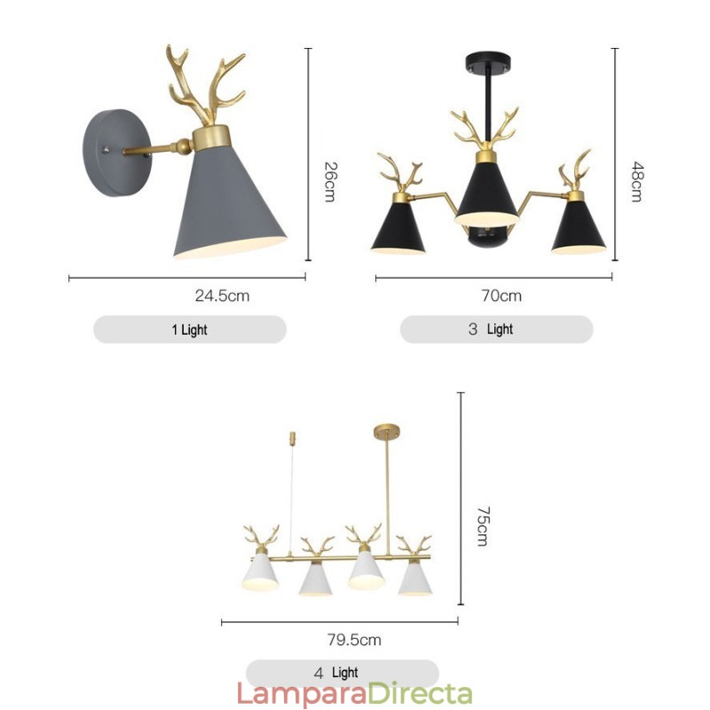 Lámpara de araña nórdica de 3 luces con diseño moderno de macarrón