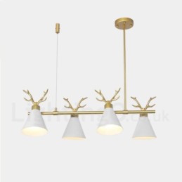 Lámpara de araña nórdica de 4 luces con diseño moderno de astas y macarrones