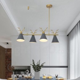 Lámpara de araña nórdica de 4 luces con diseño moderno de astas y macarrones