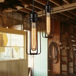 Lámpara colgante estilo mini rústico estilo cabaña retro de metal con 3 luces