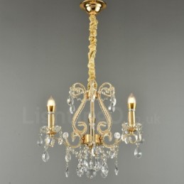 Lámpara colgante de cristal estilo americano de 3 luces doradas y plateadas Light Store