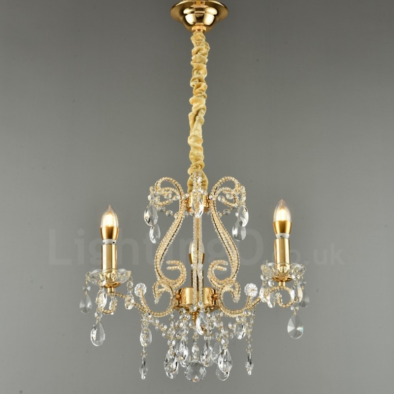 Lámpara colgante de cristal estilo americano de 3 luces doradas y plateadas Light Store