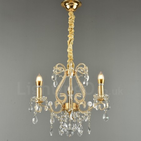 Lámpara colgante de cristal estilo americano de 3 luces doradas y plateadas Light Store Lámpara colgante de cristal estilo americano de 3 luces doradas y plateadas Light Store