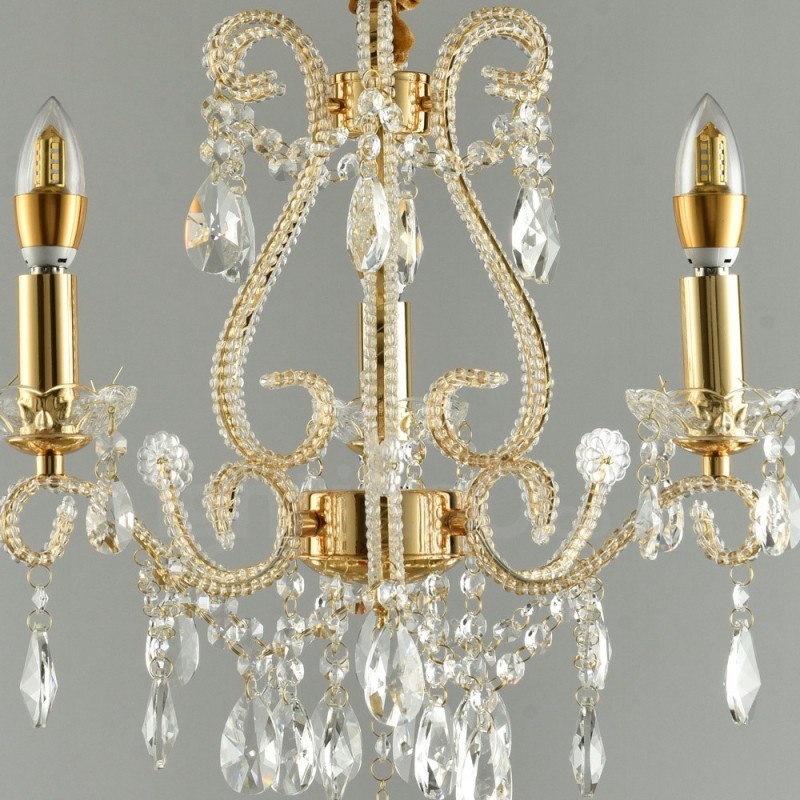 Lámpara colgante de cristal estilo americano de 3 luces doradas y plateadas Light Store