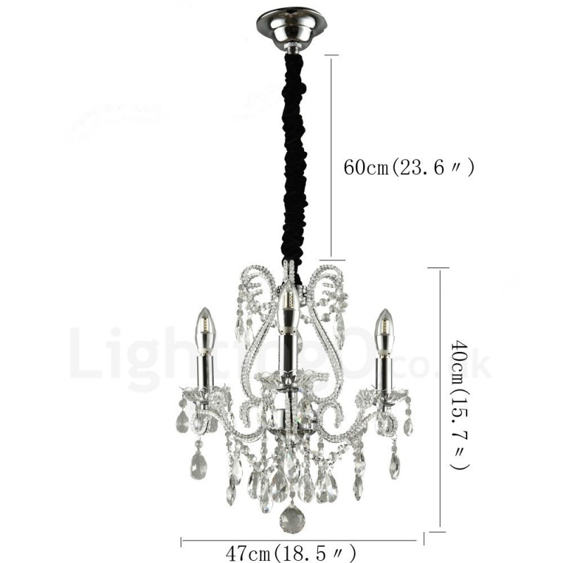 Lámpara colgante de cristal estilo americano de 3 luces doradas y plateadas Light Store