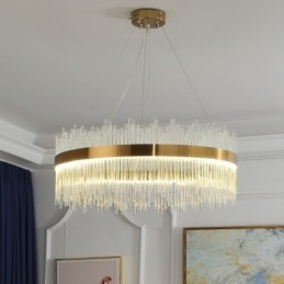 Lámpara colgante redonda de cristal de lujo posmoderna para sala de exposiciones