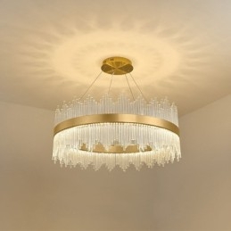 Lámpara colgante redonda de cristal de lujo posmoderna para sala de exposiciones