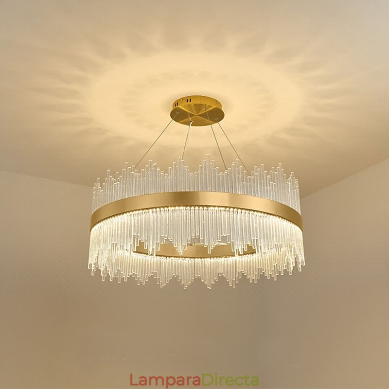Lámpara colgante redonda de cristal de lujo posmoderna para sala de exposiciones