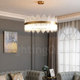 Lámpara colgante redonda de cristal de lujo posmoderna para sala de exposiciones