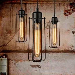 Lámpara colgante estilo mini rústico estilo cabaña retro de metal con 3 luces