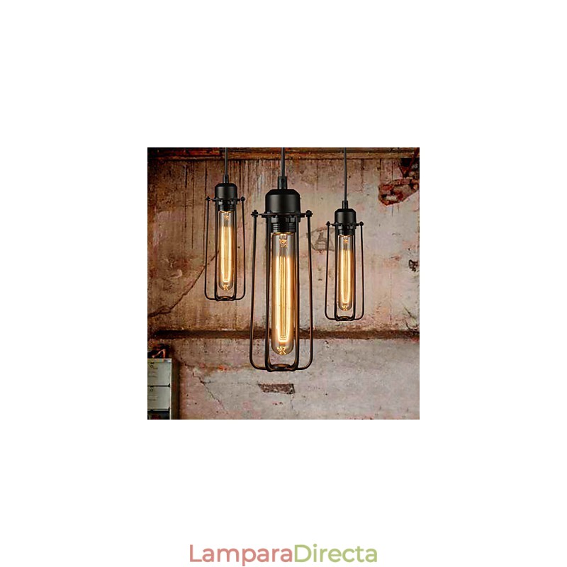 Lámpara colgante estilo mini rústico estilo cabaña retro de metal con 3 luces