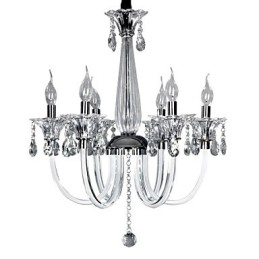 Elegante lámpara de araña de cristal con 6 luces y bombilla tipo vela