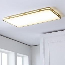 Lámpara de techo empotrada de latón, ultrafina, rectangular, moderna, contemporánea, de estilo nórdico, con pantalla acrílica. También se puede usar como aplique de pared.