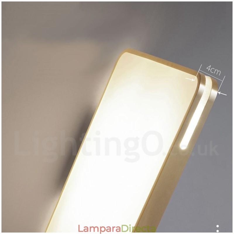 Lámpara de techo empotrada de latón, ultrafina, rectangular, moderna, contemporánea, de estilo nórdico, con pantalla acrílica. También se puede usar como aplique de pared.