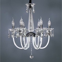 Elegante lámpara de araña de cristal con 6 luces y bombilla tipo vela