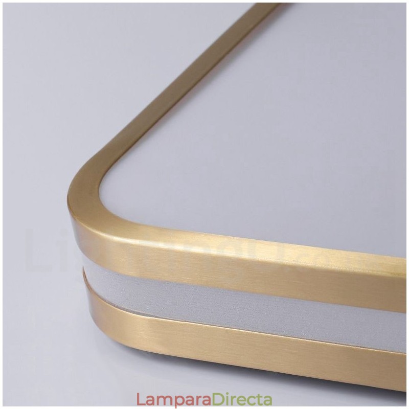 Lámpara de techo empotrada de latón, ultrafina, rectangular, moderna, contemporánea, de estilo nórdico, con pantalla acrílica. También se puede usar como aplique de pared.