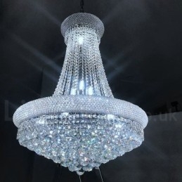 Lámpara de araña de metal de cristal K9 clásica tradicional redonda de 2 niveles para