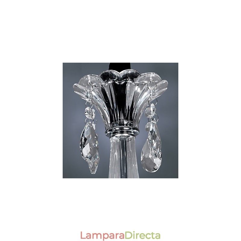 Elegante lámpara de araña de cristal con 6 luces y bombilla tipo vela