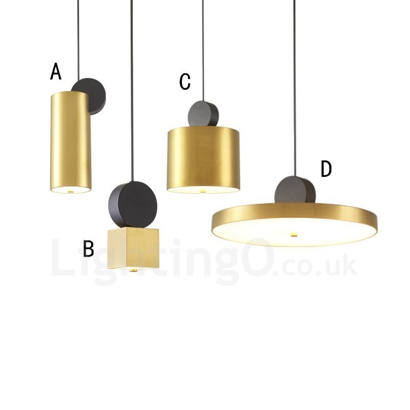 Lámpara colgante posmoderna de 4 estilos en dorado y negro