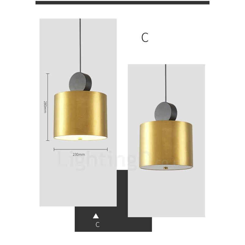Lámpara colgante posmoderna de 4 estilos en dorado y negro