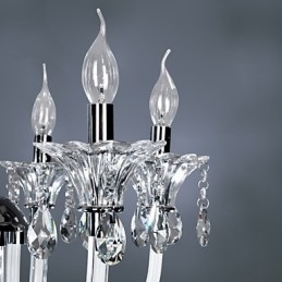Elegante lámpara de araña de cristal con 6 luces y bombilla tipo vela