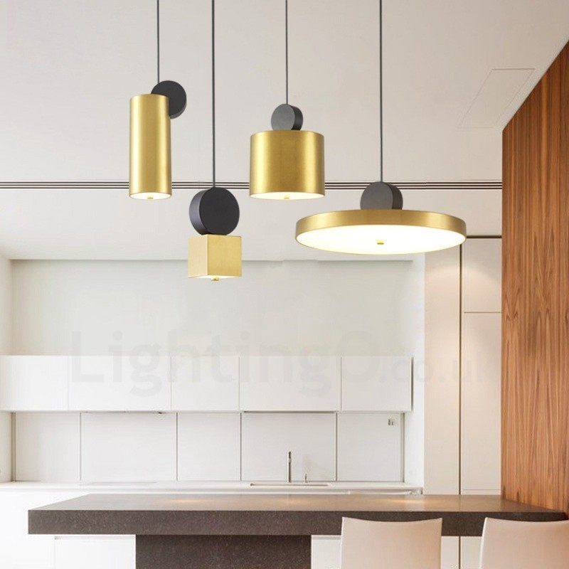 Lámpara colgante posmoderna de 4 estilos en dorado y negro