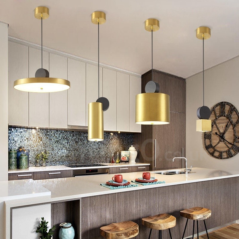 Lámpara colgante posmoderna de 4 estilos en dorado y negro