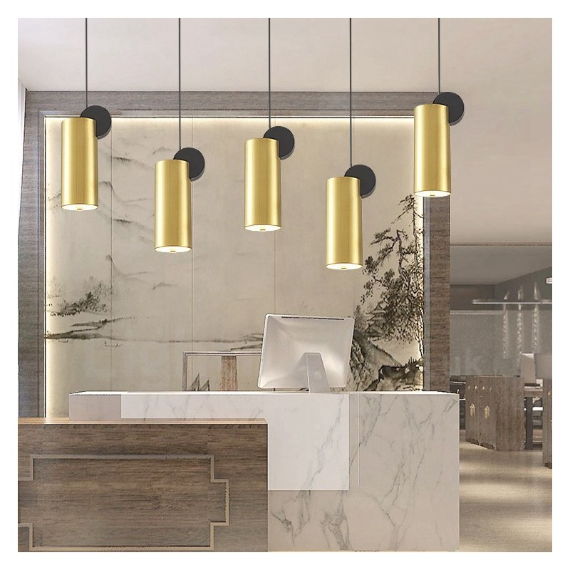 Lámpara colgante posmoderna de 4 estilos en dorado y negro