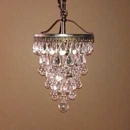 Lámpara colgante moderna con cuentas de cristal, 1 luz y aplique de color antiguo.
