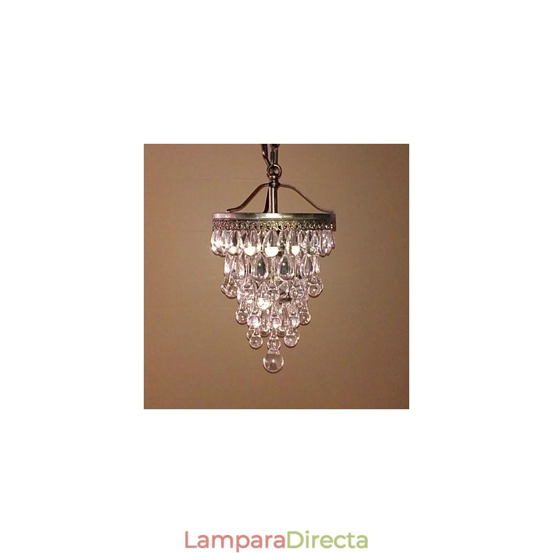Lámpara colgante moderna con cuentas de cristal, 1 luz y aplique de color antiguo.