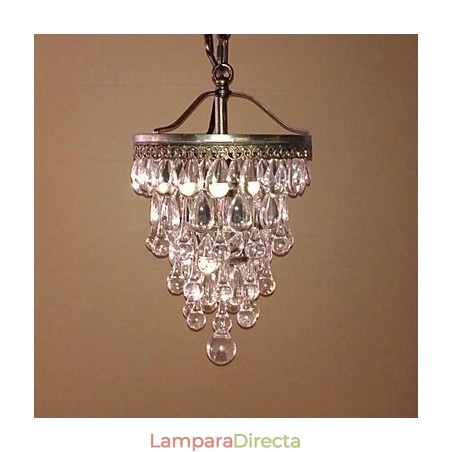 Lámpara colgante moderna con cuentas de cristal, 1 luz y aplique de color antiguo. Lámpara colgante moderna con cuentas de cristal, 1 luz y aplique de color antiguo.