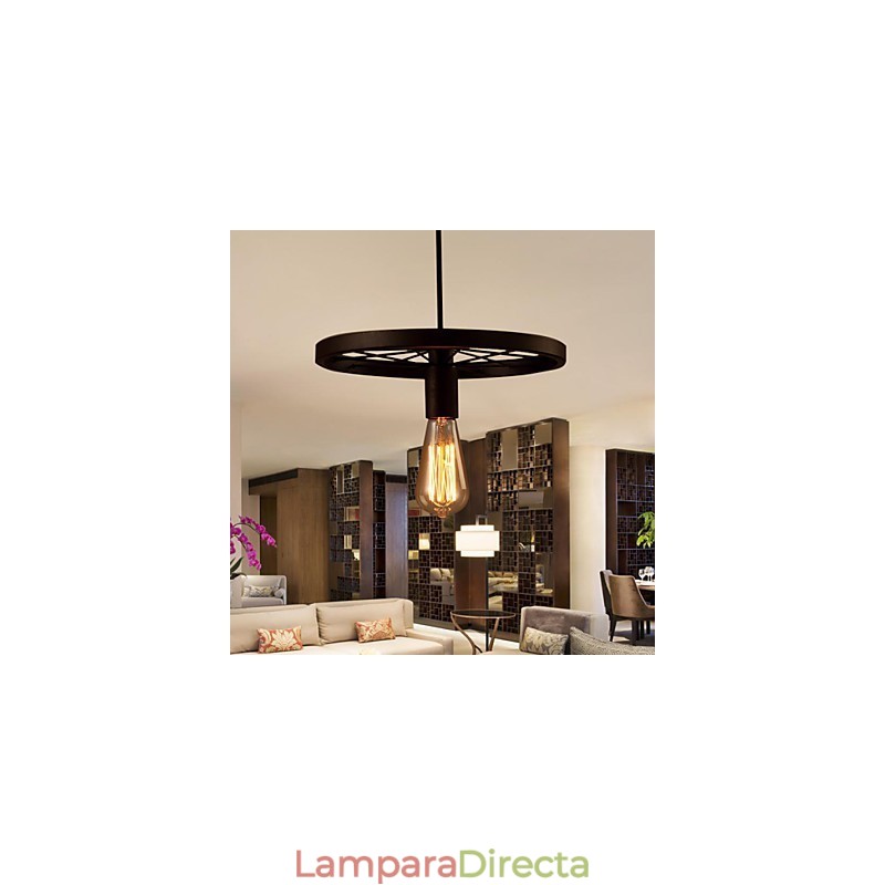 Lámpara colgante industrial vintage de 1 luz con pantalla de hierro