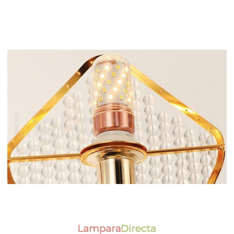 Lámpara colgante de cristal K9 redonda de lujo posmoderna dorada con pantalla acrílica para sala de exposiciones