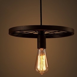 Lámpara colgante industrial vintage de 1 luz con pantalla de hierro
