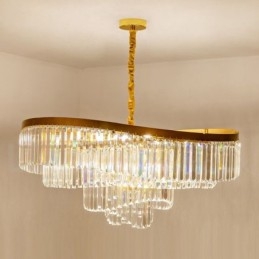 Lámpara colgante redonda de cristal K9 de lujo posmoderna dorada para sala de exposiciones