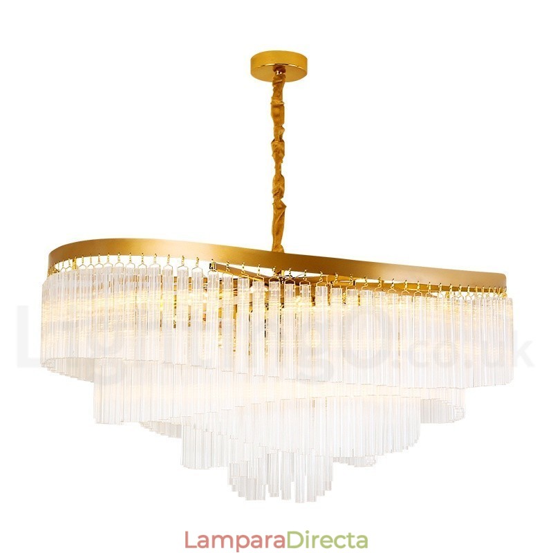 Lámpara colgante redonda de cristal K9 de lujo posmoderna dorada para sala de exposiciones