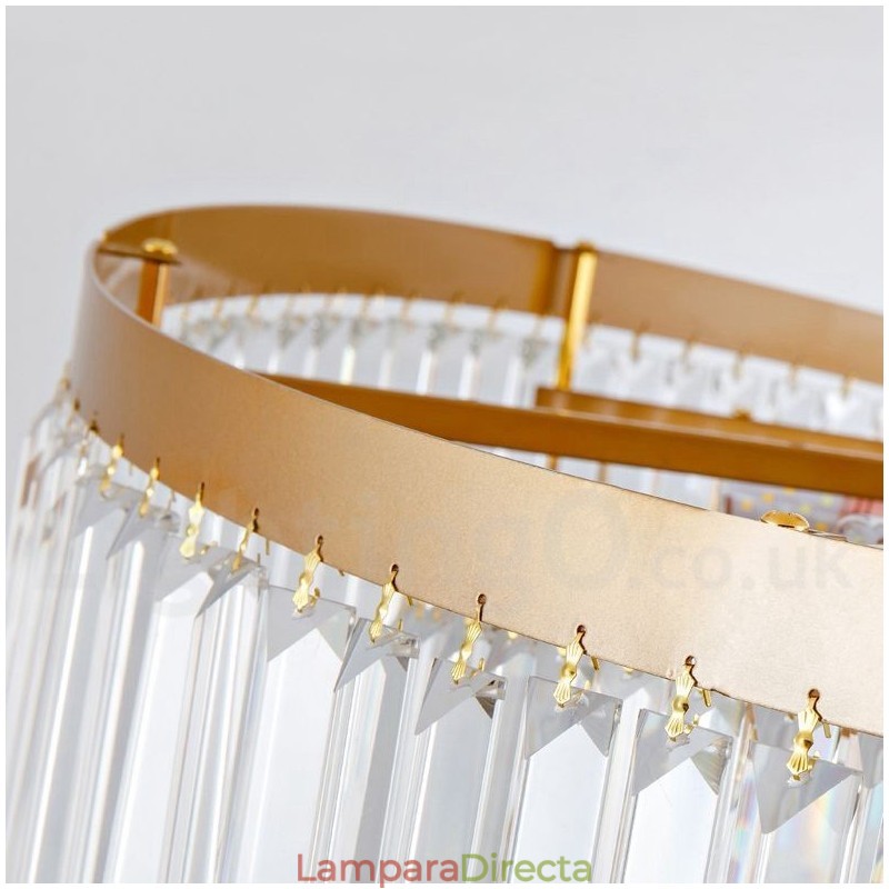 Lámpara colgante redonda de cristal K9 de lujo posmoderna dorada para sala de exposiciones