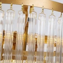 Lámpara colgante redonda de cristal K9 de lujo posmoderna dorada para sala de exposiciones