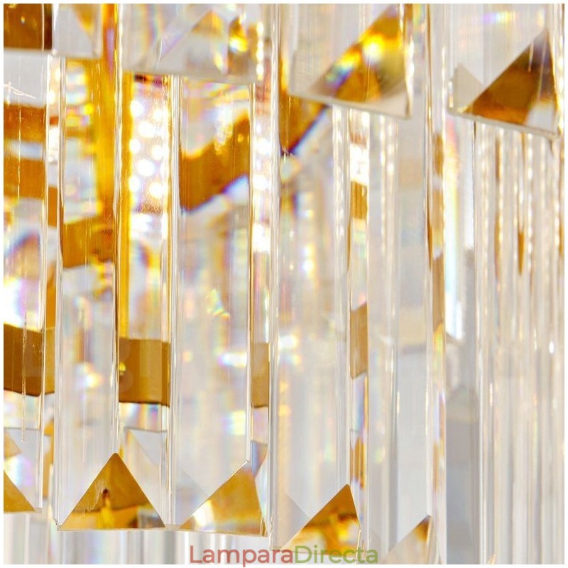 Lámpara colgante redonda de cristal K9 de lujo posmoderna dorada para sala de exposiciones