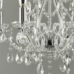 Lámpara colgante de cristal estilo americano de 6 luces doradas y plateadas.