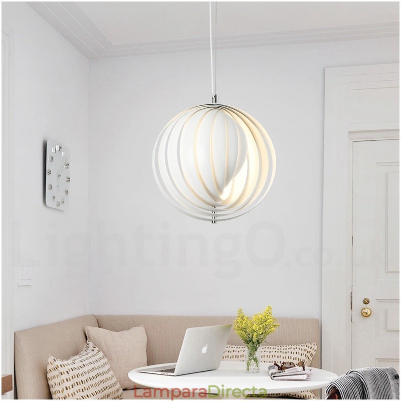 Lámpara colgante DIY posmoderna giratoria de globo blanco